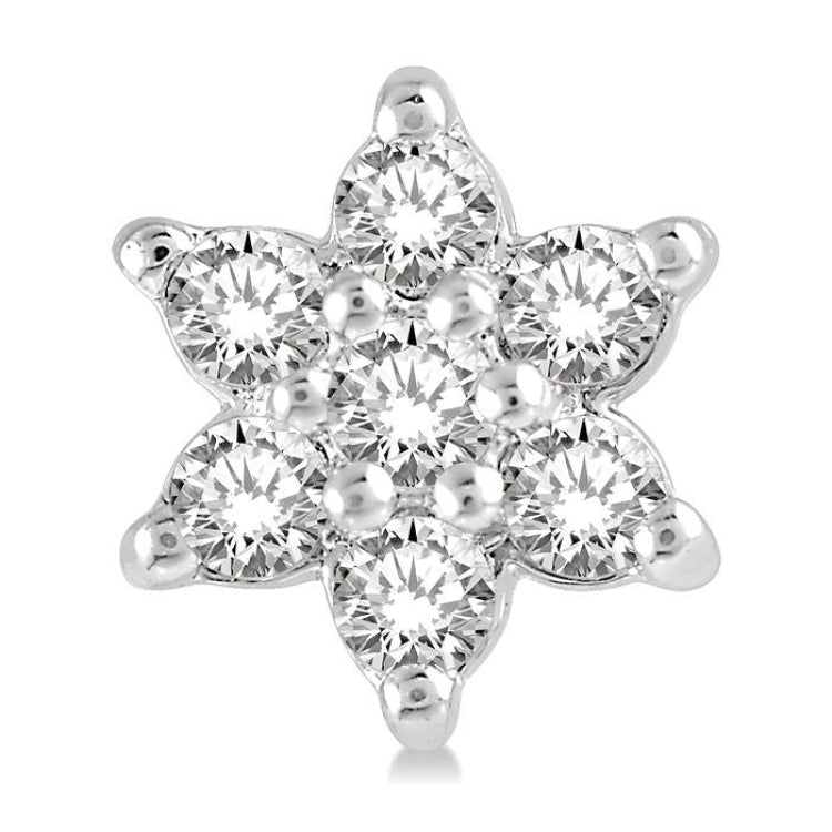 1/6 Ctw Floral Round Cut Diamond Petite Fashion Earring in 10K White Gold