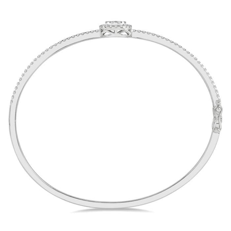 1 Ctw Circular Lovebright Round Cut Diamond Stackable Bangle in 14K White Gold