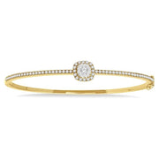 1 Ctw Cushion Shape Lovebright Round Cut Diamond Stackable Bangle in 14K Yellow and White Gold