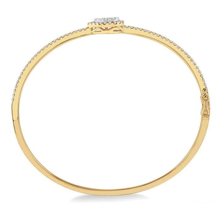 1 Ctw Pear Shape Lovebright Round Cut Diamond Stackable Bangle in 14K Yellow and White Gold