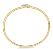 1 Ctw Pear Shape Lovebright Round Cut Diamond Stackable Bangle in 14K Yellow and White Gold