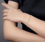 1 Ctw Pear Shape Lovebright Round Cut Diamond Stackable Bangle in 14K Yellow and White Gold