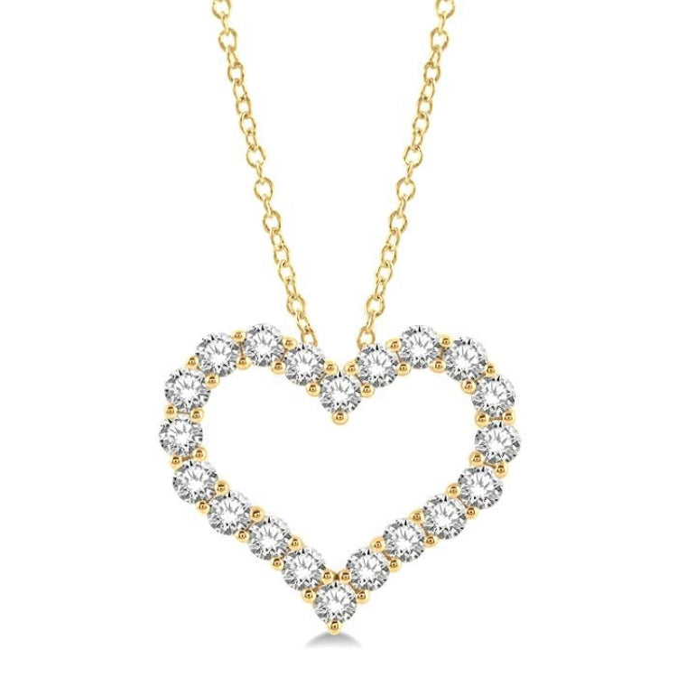 4 Ctw Heart Shape Round Cut Diamond Pendant With Chain in 14K Yellow Gold