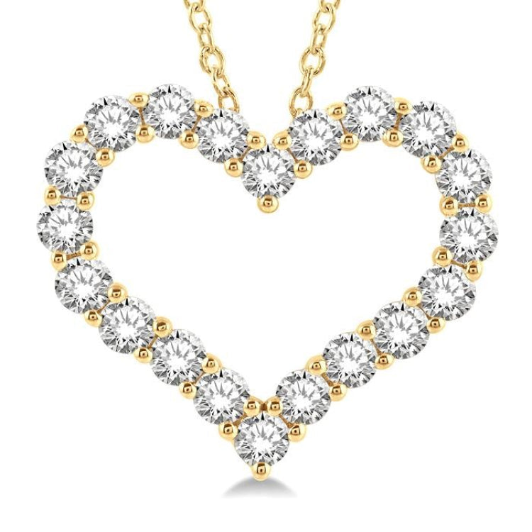 4 Ctw Heart Shape Round Cut Diamond Pendant With Chain in 14K Yellow Gold
