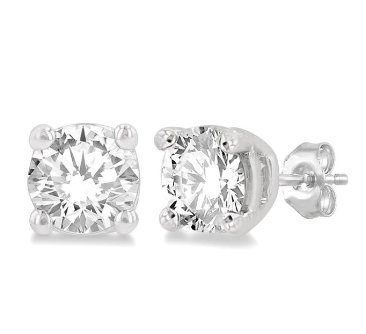 3/8 Ctw Round Cut Diamond Stud Earring in 14K White Gold