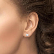 3/8 Ctw Round Cut Diamond Stud Earring in 14K White Gold