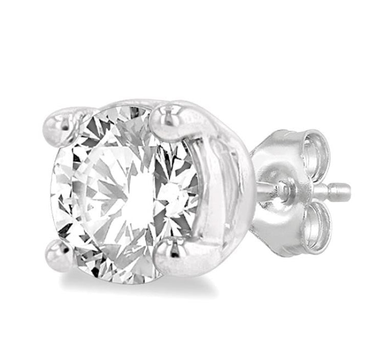 1/4 Ctw Round Cut Diamond Stud Earring in 14K White Gold