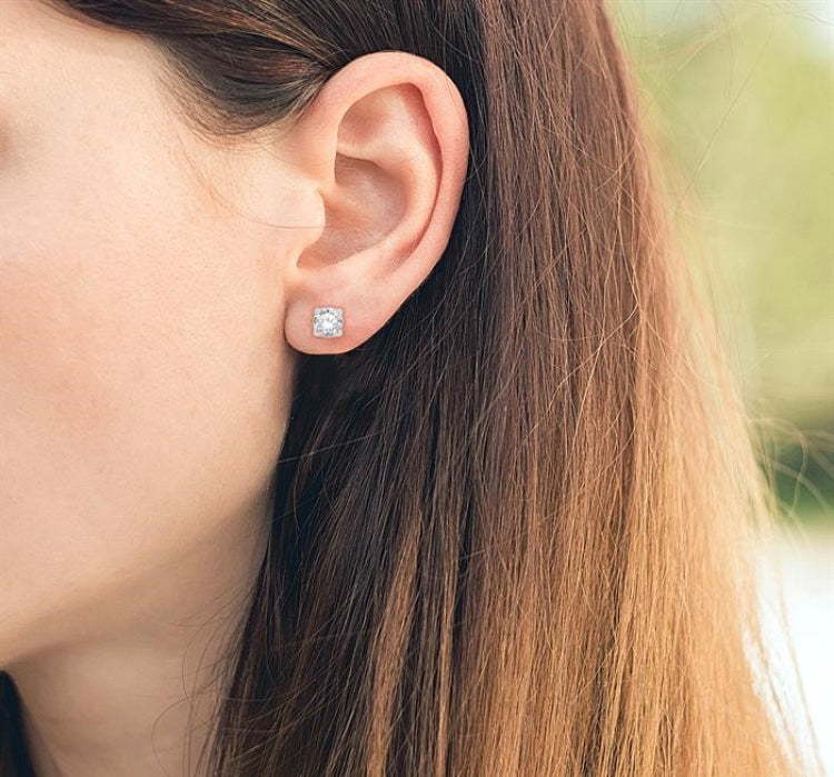 1/4 Ctw Round Cut Diamond Stud Earring in 14K White Gold