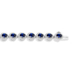 Load image into Gallery viewer, 4x3 MM Oval Cut Sapphire and 1 Ctw Round Cut Diamond Precious Bracelet in 14K White Gold