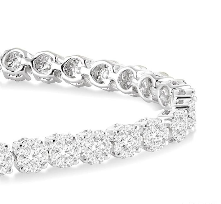 3 Ctw Round Cut Lovebright Diamond Tennis Bracelet in 14K White Gold