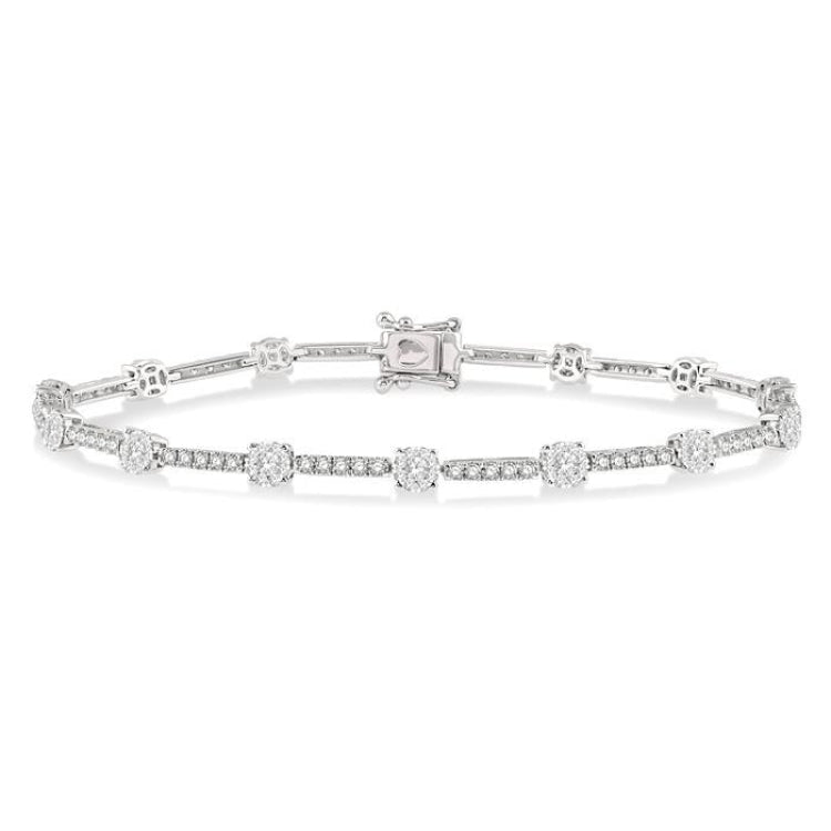 1 3/4 Ctw Lovebright Round Cut Diamond Bar Tennis Bracelet in 14K White Gold