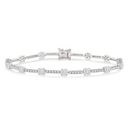 1 3/4 Ctw Lovebright Round Cut Diamond Bar Tennis Bracelet in 14K White Gold
