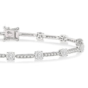 1 3/4 Ctw Lovebright Round Cut Diamond Bar Tennis Bracelet in 14K White Gold