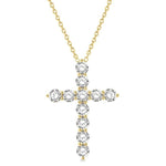 Load image into Gallery viewer, 4 Ctw Round Cut Diamond Cross Pendant in 14K Yellow Gold with Chain