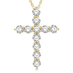 Load image into Gallery viewer, 4 Ctw Round Cut Diamond Cross Pendant in 14K Yellow Gold with Chain