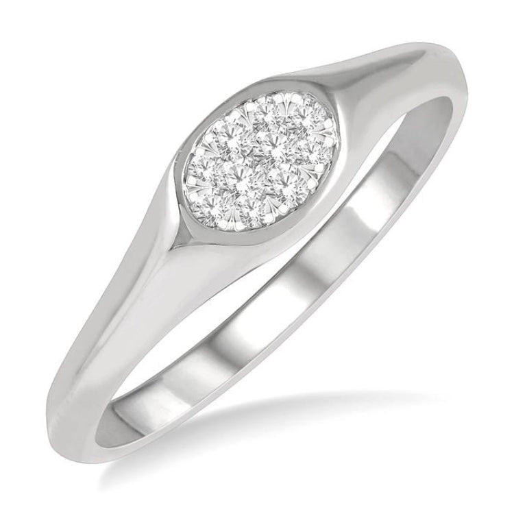 1/8 Ctw Oval Shape Lovebright Diamond Ring in 14K White Gold