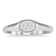 1/8 Ctw Oval Shape Lovebright Diamond Ring in 14K White Gold