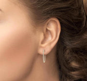 3 Ctw Inside-Out Round Cut Diamond 1 1/2 Inch Hoop Earrings in 14K Yellow Gold