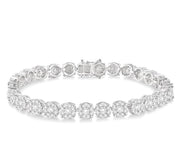 7 Ctw Round Cut Diamond Lovebright Tennis Bracelet in 14K White Gold