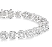 7 Ctw Round Cut Diamond Lovebright Tennis Bracelet in 14K White Gold