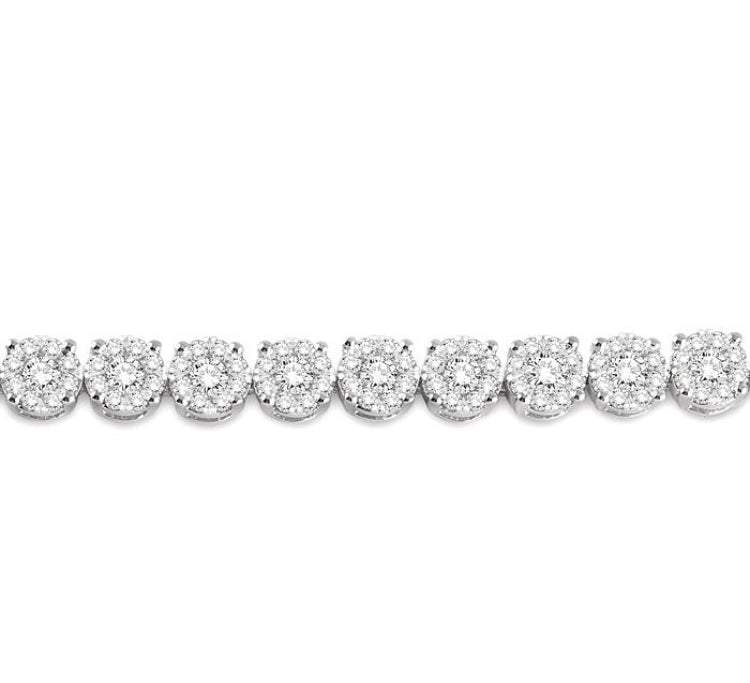 7 Ctw Round Cut Diamond Lovebright Tennis Bracelet in 14K White Gold