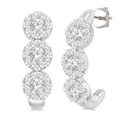 7/8 Ctw Lovebright Round Cut Diamond Half Hoop Earring in 14K White Gold