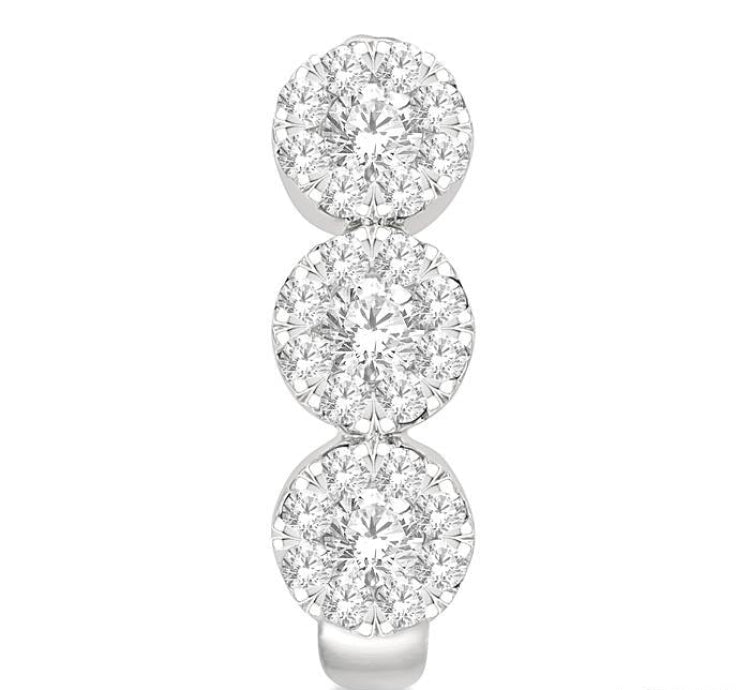 7/8 Ctw Lovebright Round Cut Diamond Half Hoop Earring in 14K White Gold