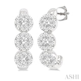 3/8 Ctw Lovebright Round Cut Diamond Half Hoop Earring in 14K White Gold