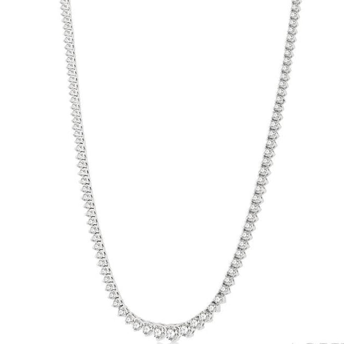 7 Ctw Riviera Round Cut Diamond Necklace in 14K White Gold