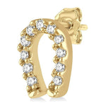 Load image into Gallery viewer, 1/10 Ctw Horseshoe Charm Round Cut Diamond Petite Earring in 10K Yellow Gold