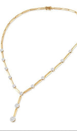 Load image into Gallery viewer, 2 Ctw Lovebright Round Cut Diamond Elongated Link Necklace in 14K Yellow and White Gold