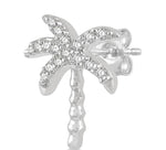 Load image into Gallery viewer, 1/10 Ctw Palm Tree Round Cut Diamond Petite Fashion Earring in 10K White Gold
