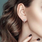 Load image into Gallery viewer, 1/10 Ctw Palm Tree Round Cut Diamond Petite Fashion Earring in 10K White Gold