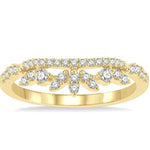 Load image into Gallery viewer, 1/3 Ctw Alternating Marquise and Circular Mount Round Cut Diamond Curved Wedding Band in 14K Yellow Gold