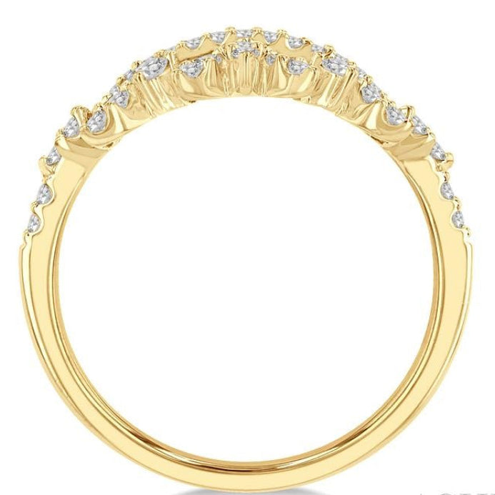1/3 Ctw Alternating Marquise and Circular Mount Round Cut Diamond Curved Wedding Band in 14K Yellow Gold