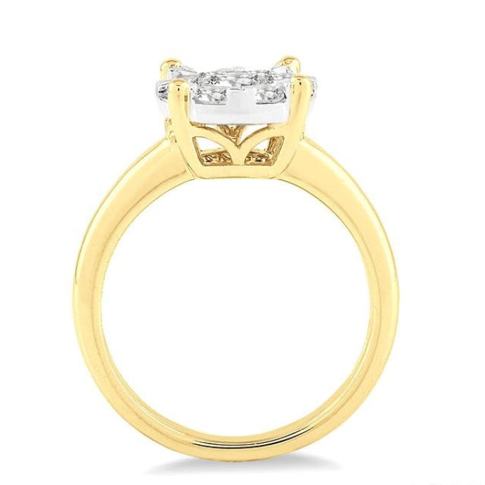 1/2 Ctw Lovebright Round Cut Diamond Ring in 14K Yellow and White Gold