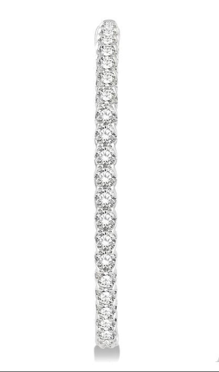 5 Ctw Inside-Out Round Cut Diamond 1 1/2 Inch Hoop Earrings in 14K White Gold