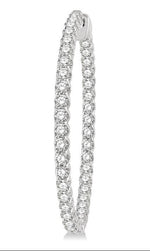 Load image into Gallery viewer, 5 Ctw Inside-Out Round Cut Diamond 1 1/2 Inch Hoop Earrings in 14K White Gold