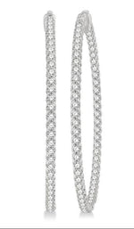 Load image into Gallery viewer, 5 Ctw Inside-Out Round Cut Diamond 2-Inch Hoop Earrings in 14K White Gold