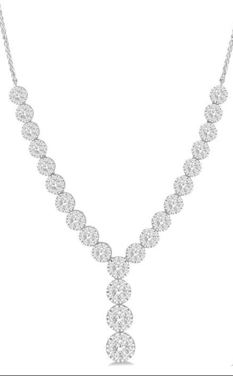2 1/4 Ctw Lovebright Round Cut Diamond Necklace in 14K White Gold