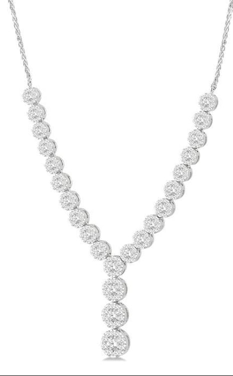 2 1/4 Ctw Lovebright Round Cut Diamond Necklace in 14K White Gold