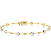 1 Ctw Lovebright Round Cut Diamond Bar Bracelet in 14K Yellow and White Gold