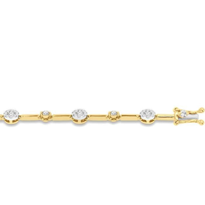 1 Ctw Lovebright Round Cut Diamond Bar Bracelet in 14K Yellow and White Gold