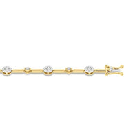 1 Ctw Lovebright Round Cut Diamond Bar Bracelet in 14K Yellow and White Gold
