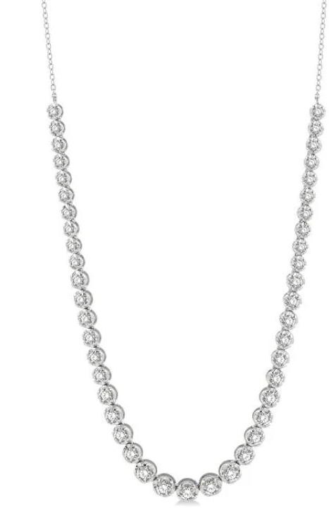 3 Ctw Round Cut Diamond Illusion Necklace in 14K White Gold