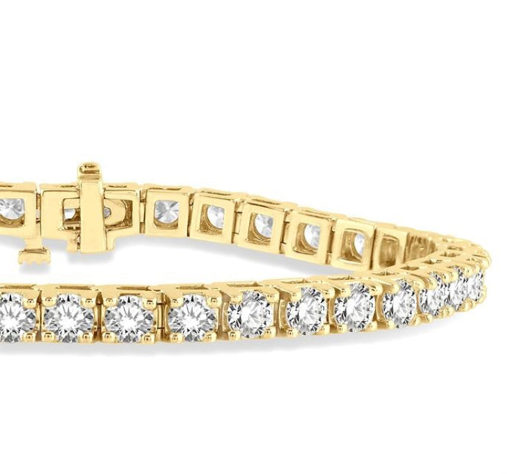 8 Ctw Square Shape Round Cut Diamond Tennis Bracelet in 14K Yellow Gold