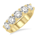 Load image into Gallery viewer, 2 1/2 Ctw 5 Stone Round Cut Diamond Wedding Band in 14K Yellow Gold