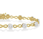 Load image into Gallery viewer, 1 1/2 Ctw Circular Mount &amp; Infinity Link Lovebright Round Cut Diamond Bracelet in 14K Yellow and White Gold