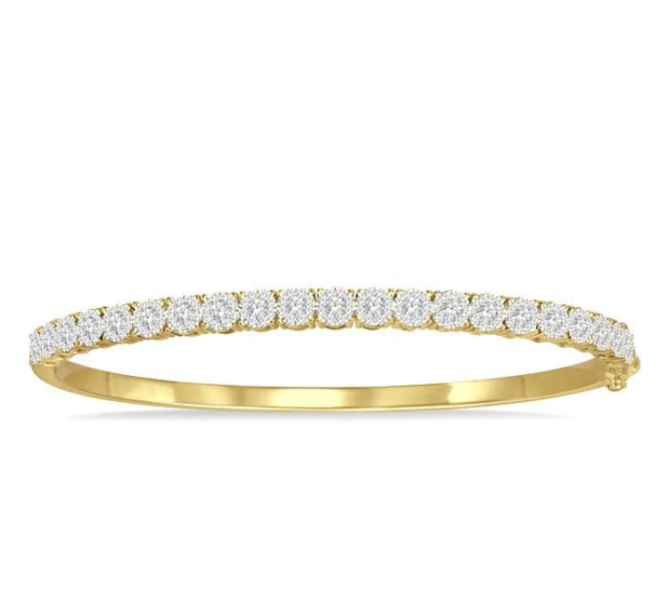 1 1/2 Ctw Circular Lovebright Round Cut Diamond Bangle in 14K Yellow and White Gold