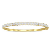 1 1/2 Ctw Circular Lovebright Round Cut Diamond Bangle in 14K Yellow and White Gold